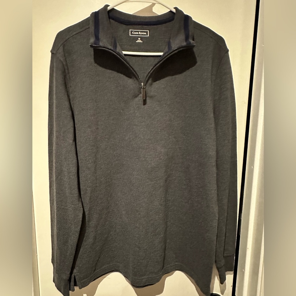 Men’s Club Room Long Sleeve Collared Quarter Zip Shirt